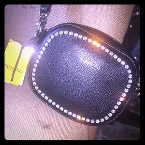 Valentino black leather diamanté  purse NWT